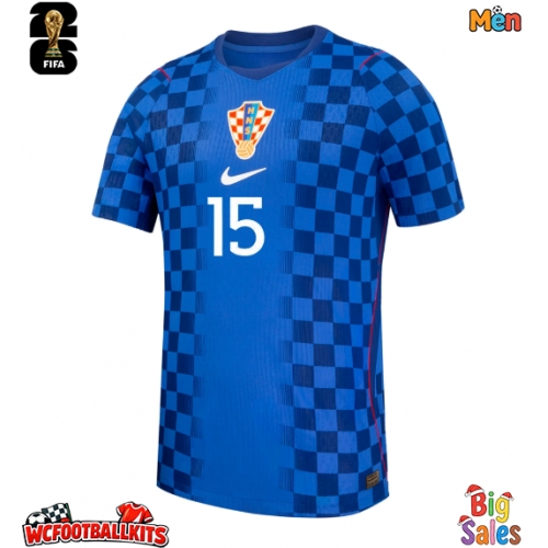 Croatia Mario Pasalic #15 Replica Away Stadium Shirt World Cup 2026 Short Sleeve